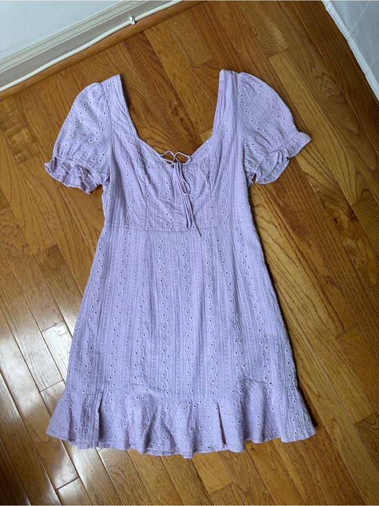 Aqua Dresses & Skirts - Aqua Soft Lilac Eyelet Mini Dress
